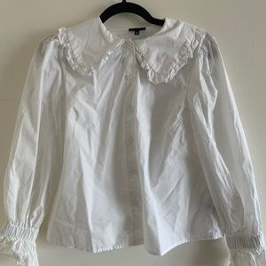 Oversized Collar White Blouse XS